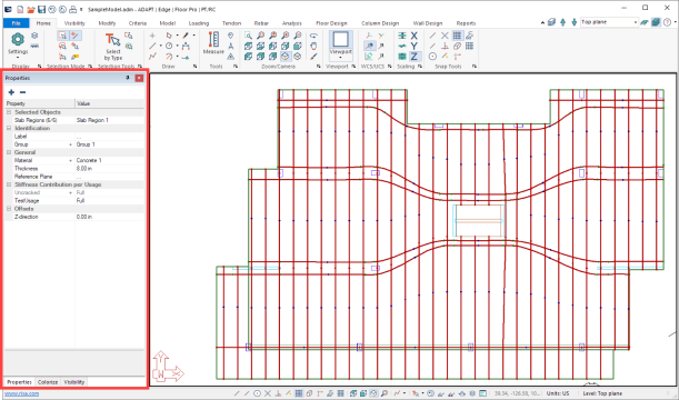 Properties Grid panel placement in the program window