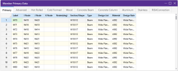 Member spreadsheet - Primary tab