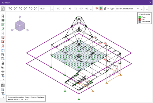 A model showing both Member Colors and Member Labels turned on for Connection Results