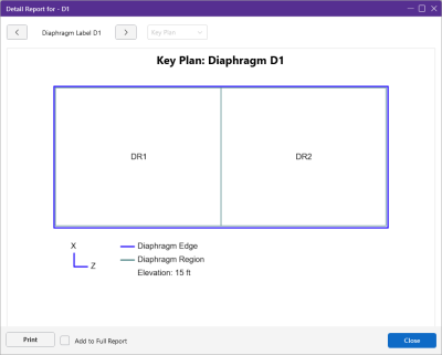 Diaphragm Detail Report example