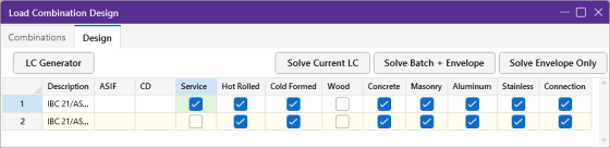 Load Combination Design spreadsheet for RISAFloor model