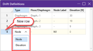 Drift Definitions spreadsheet. Add a new row and set Type to Node