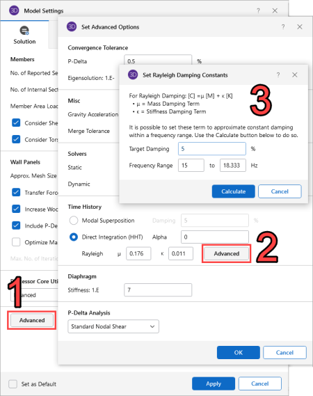How to get to the Set Raylegh Damping Constants window.