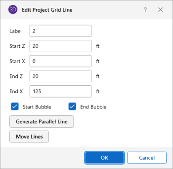 Edit Project Grid Line window
