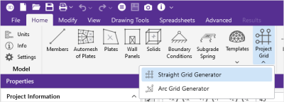Project Grid generation option, Straight Grid Generator