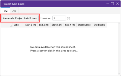 Generate Project Grid Lines option in Project Grid window