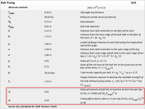 Prying Analysis Bolt Checks
