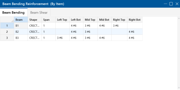 Concrete Beam Bending Reinforcement spreadsheet