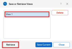 Save or Retrieve Views window, Save Current button